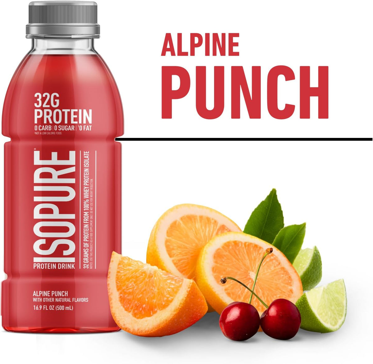 Isopure Zero Carb Clear Protein Drink, Alpine Punch 12 Count