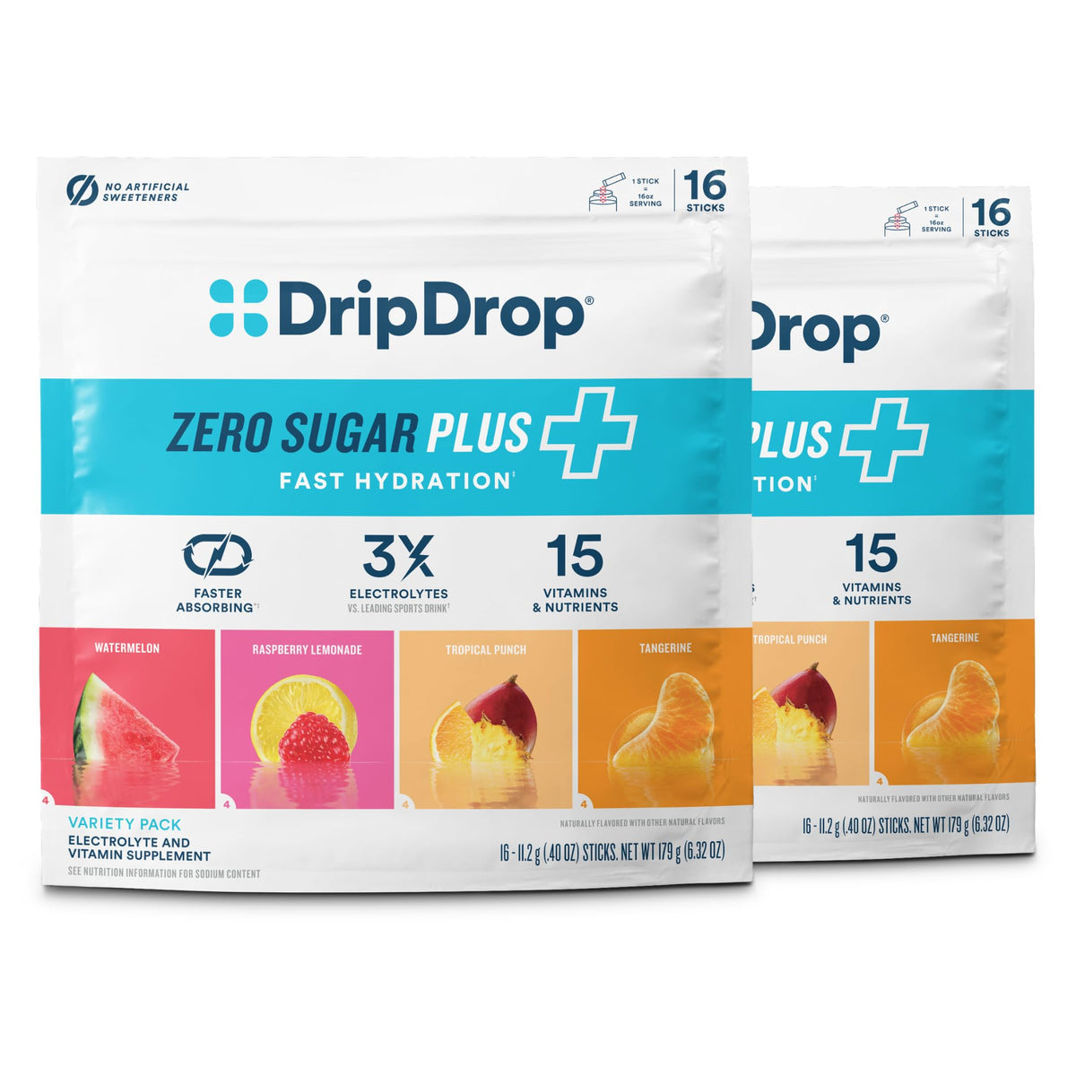 DripDrop Hydration Zero Sugar Plus Electrolytes, Strawberry Kiwi, 30 Ct