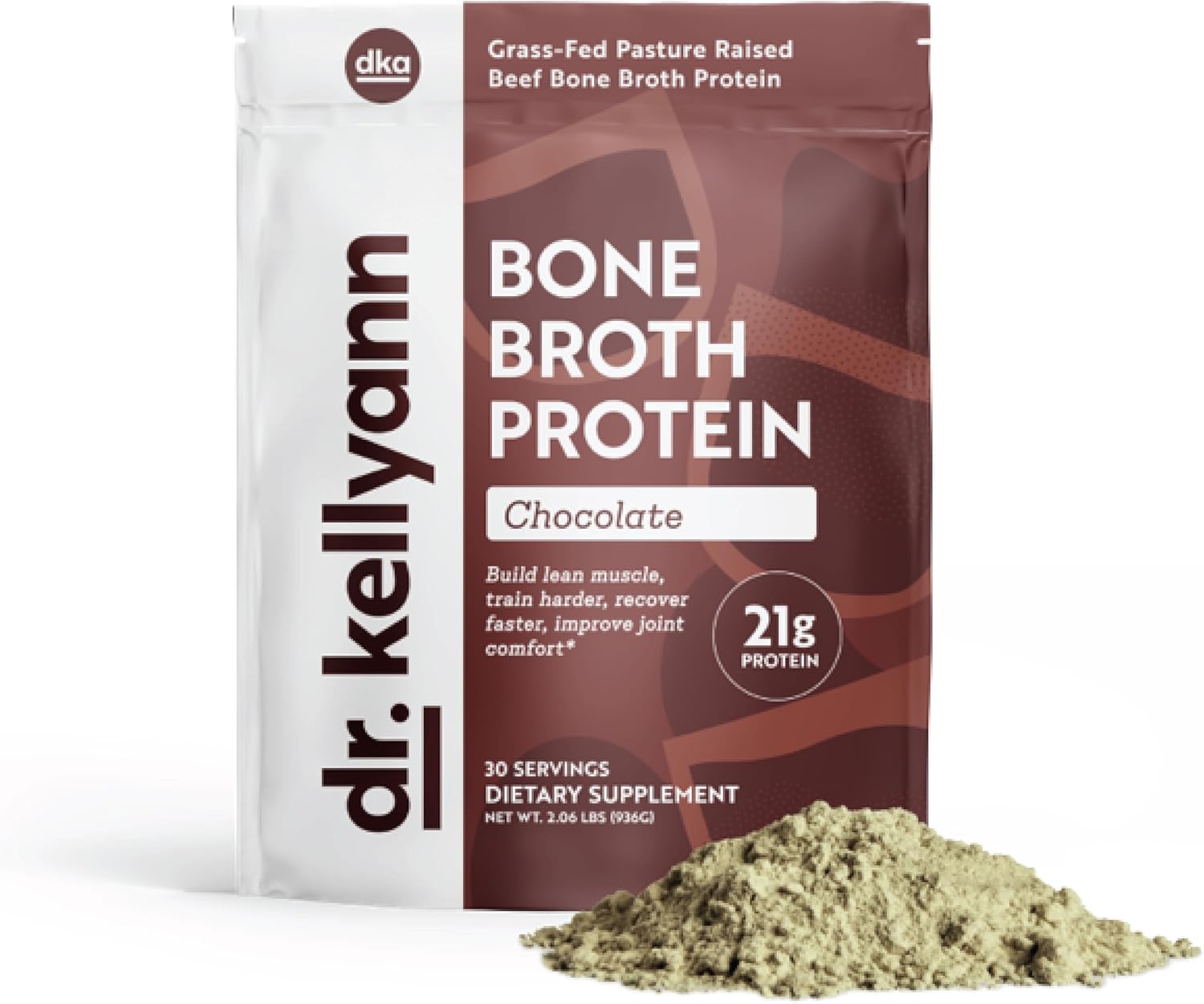 Dr. Kellyann Keto Bone Broth Protein Powder Chocolate - Protein 21g, Grass Fed Hydrolyzed Collagen - Gluten and Dairy Free, Paleo, Keto Protein Shakes (30 Servings)