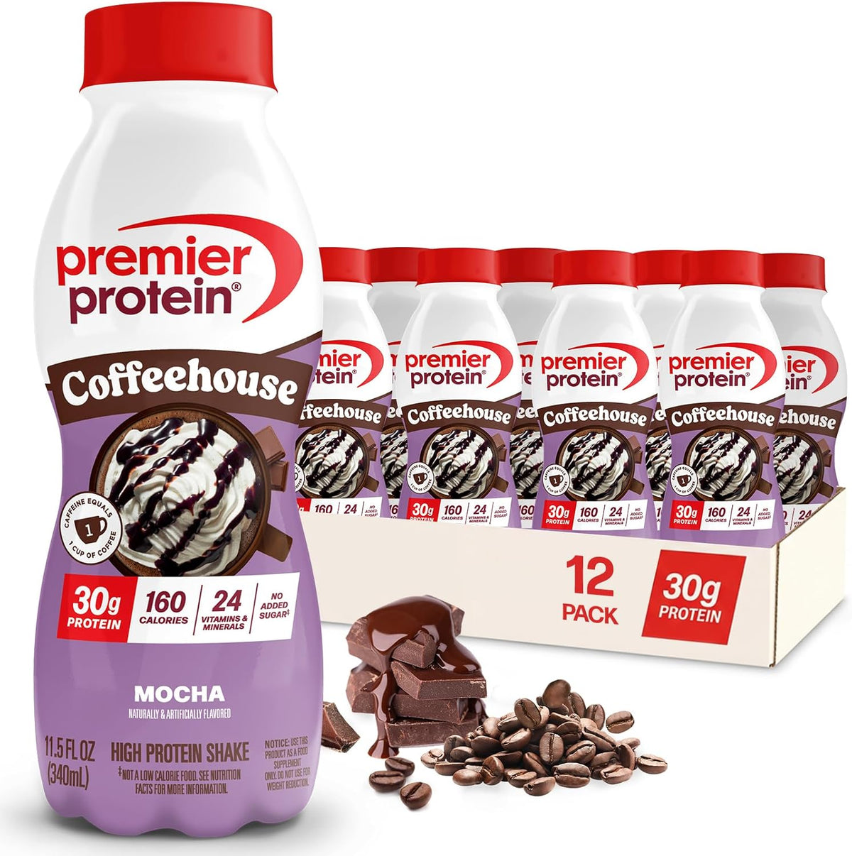 Premier Protein COFFEEHOUSE 30g Protein Shake, Mocha, 12 Pack