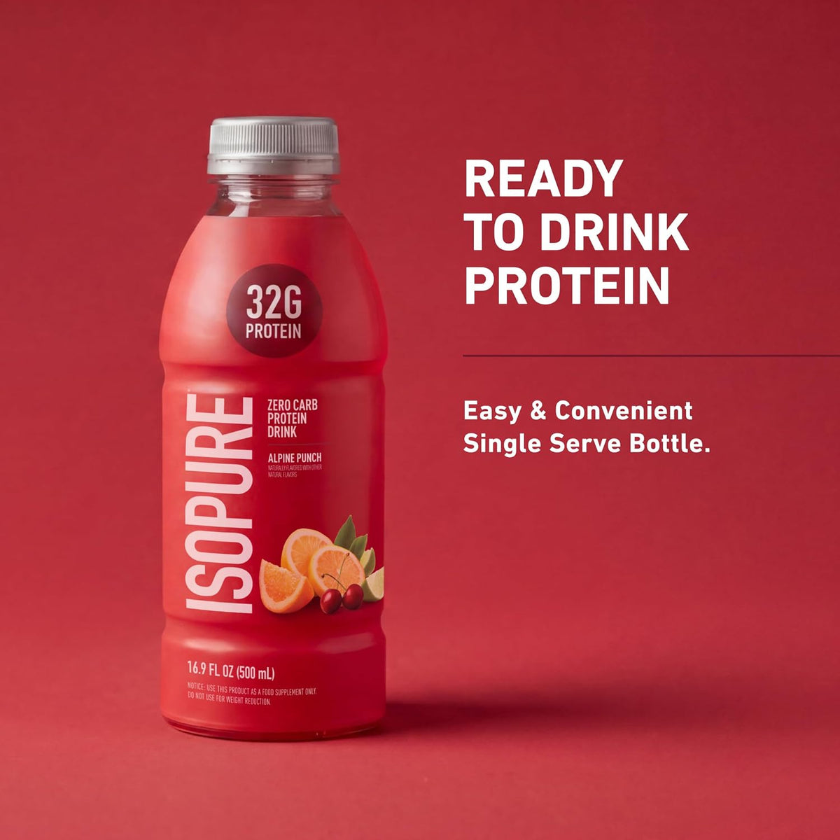 Isopure Zero Carb Clear Protein Drink, Alpine Punch 12 Count