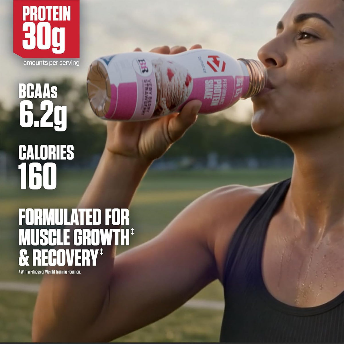 Dymatize x Baskin Robbins, Performance Protein Shake, Very Berry Strawberry, 30g Protein, 6.2g BCAA for Muscle Recovery, No Added Sugar, Low Fat, 24 Vitamins & Minerals, Gluten-Free, On-the-Go Snack, 11.5 fl oz (12 Pack)