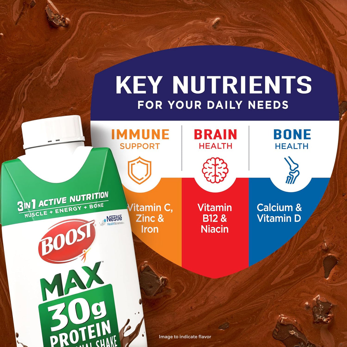 BOOST MAX Protein Shakes Ready to Drink, Chocolate, 11 Fl Oz, (Pack of 18)