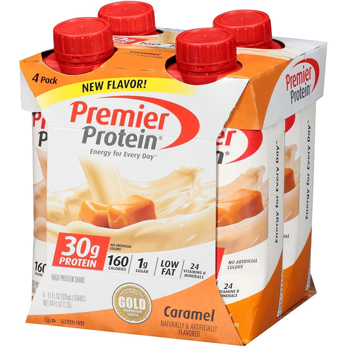 Premier Protein 30g Protein Shakes, Caramel, 11 Fluid Ounces, 4 Count (Pack of 6)