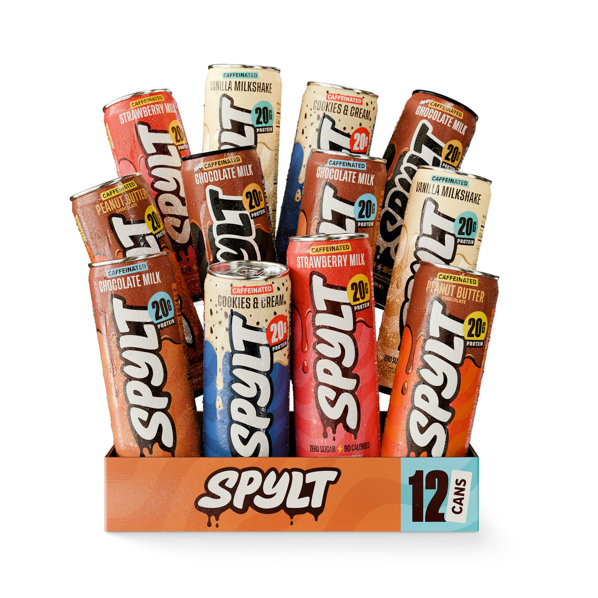 Spylt Banana Milk Protein Shakes, 20g Protein, 60mg Caffeine, 12 Pack