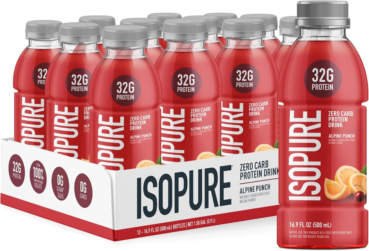 Isopure Zero Carb Clear Protein Drink, Alpine Punch 12 Count