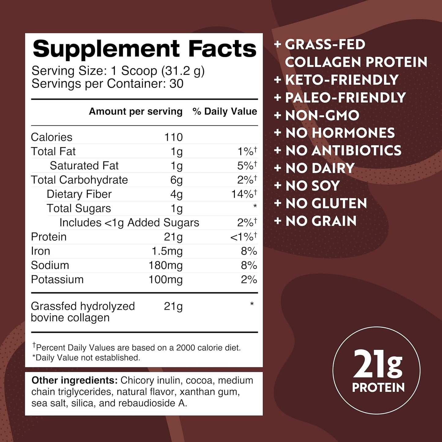 Dr. Kellyann Keto Bone Broth Protein Powder Chocolate - Protein 21g, Grass Fed Hydrolyzed Collagen - Gluten and Dairy Free, Paleo, Keto Protein Shakes (30 Servings)