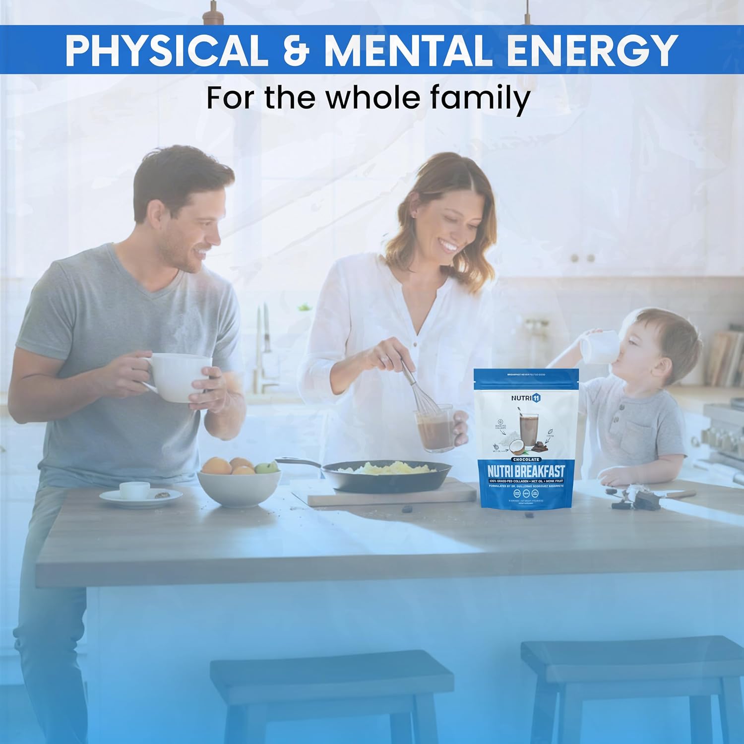Nutri11 NutriBreakfast by Nutrillermo/Keto Protein Collagen Powder with MCT Oil/MCT Oil Powder/Keto Collagen Peptides with Grass-Fed Bovine Collagen Type I & III (15.9, Chocolate)