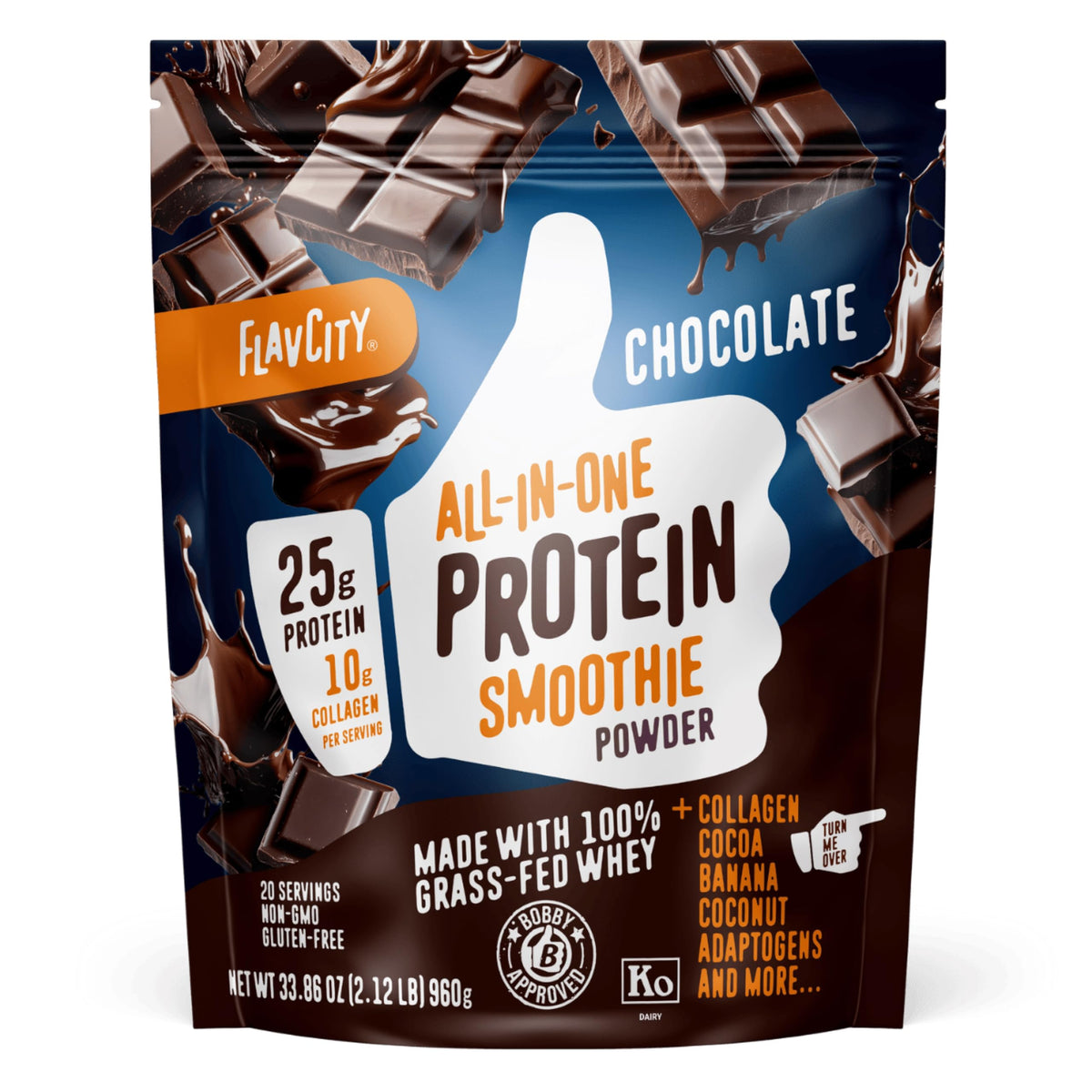 FlavCity All in One Protein Shake Powder, Salted Caramel - On the Go Meal Alternative + Collagen Peptides, Reishi & Cordyceps - Focus, Skin, Hair & Joint Support - 100% Grass Fed Whey, 20 Servings