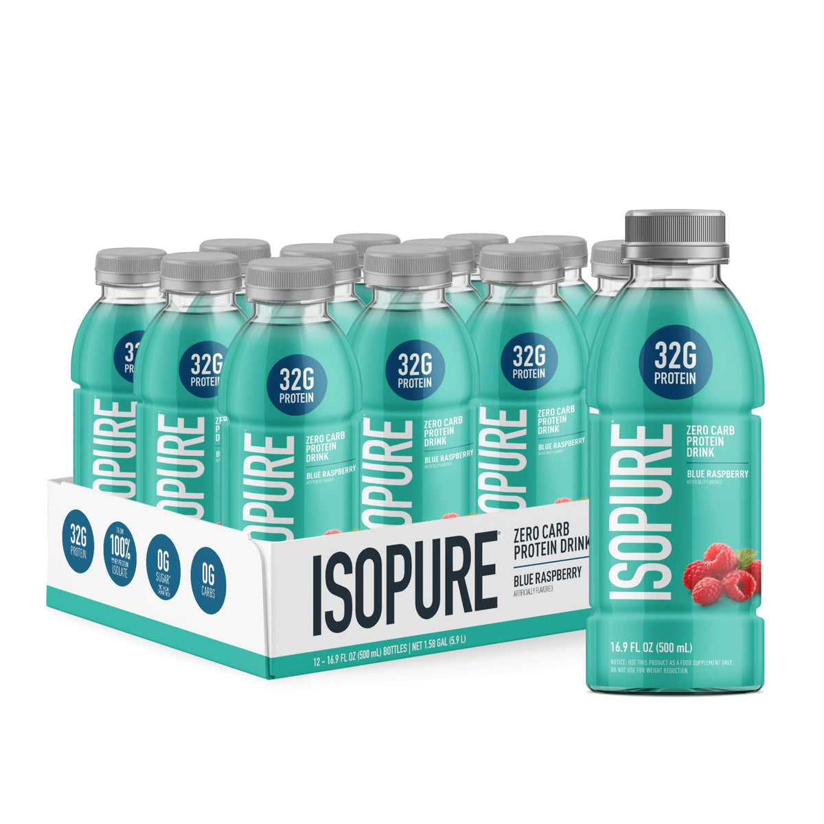 Isopure Zero Carb Clear Protein Drink, Alpine Punch 12 Count