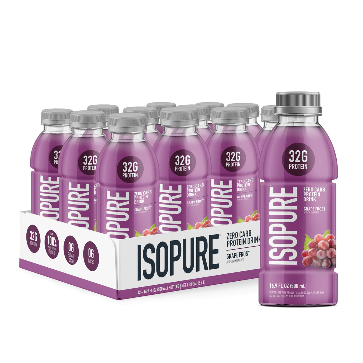 Isopure Zero Carb Clear Protein Drink, Alpine Punch 12 Count