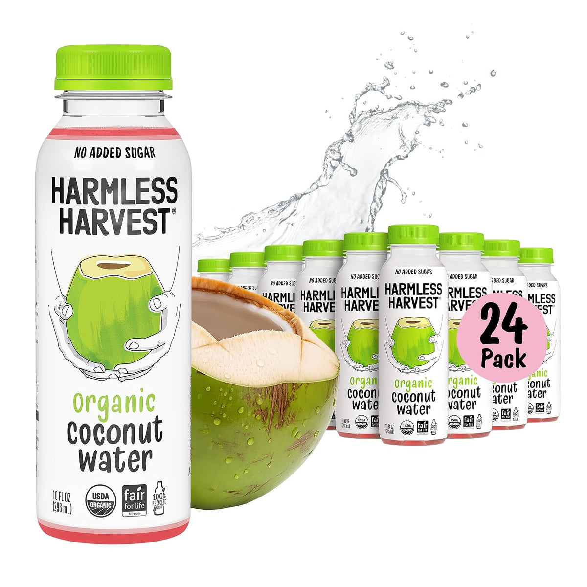 Harmless Harvest Organic Coconut Water, Original, 10 Fl Oz, 24 Pack